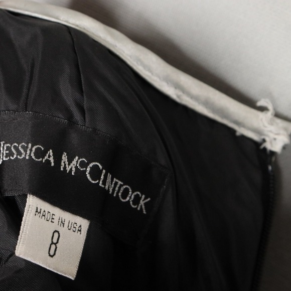 Jessica Mcclintock Dress Womens Size 8 Black Silver Fit and Flare Pleated Tulle - Picture 3 of 5